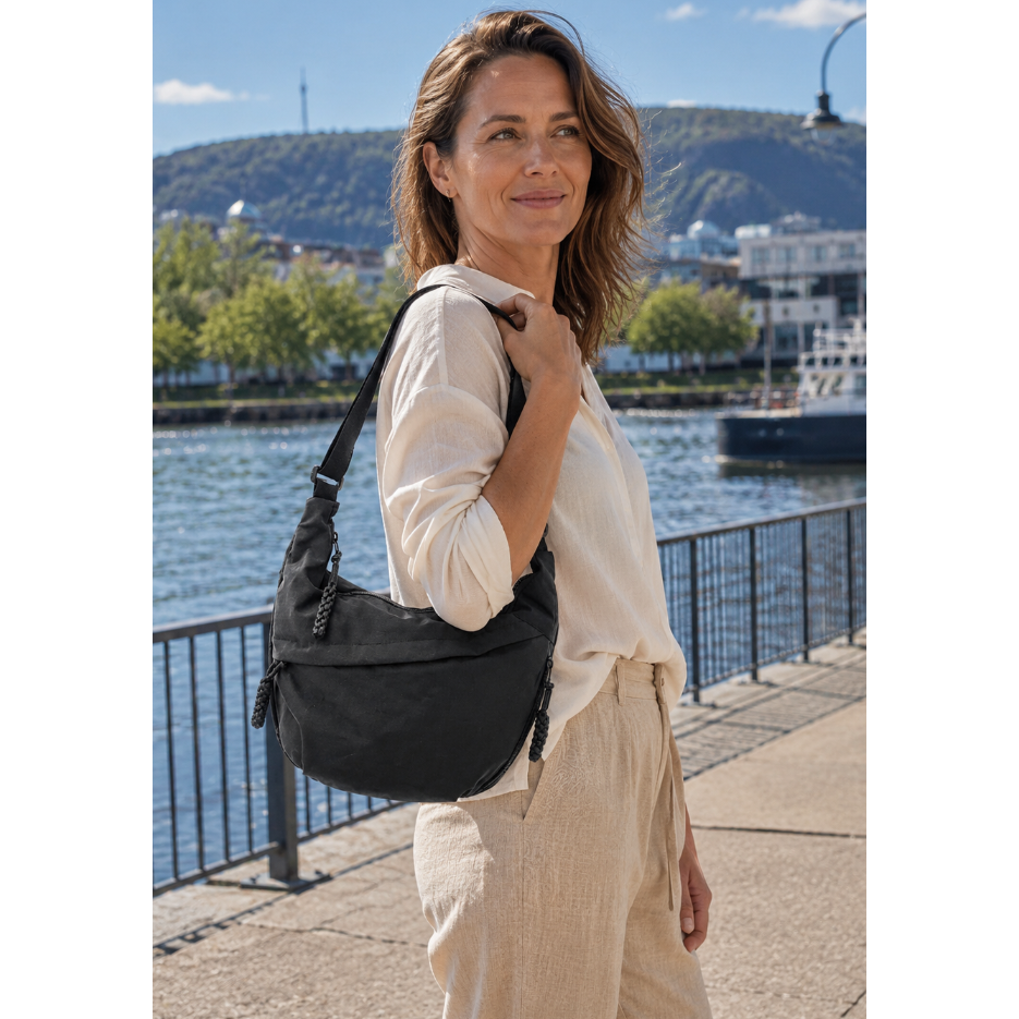 Bolso bandolera mujer en nylon con bolsillos y correa ajustable