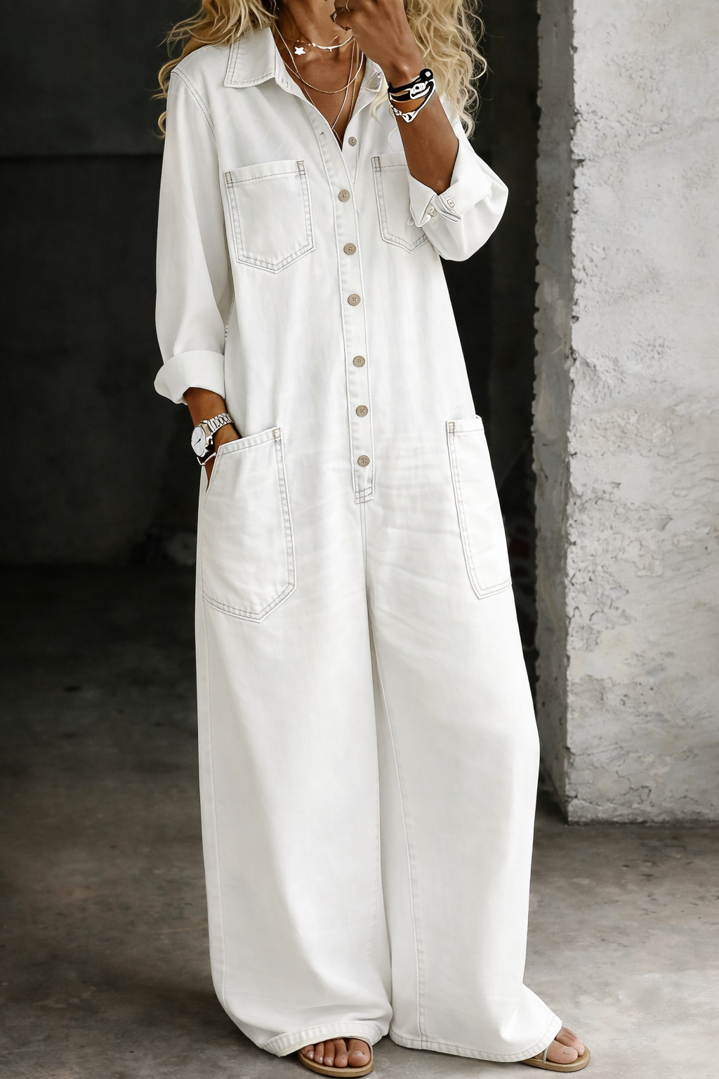 Mono Mujer Denim Largo con Botones – Estilo Casual y Moderno