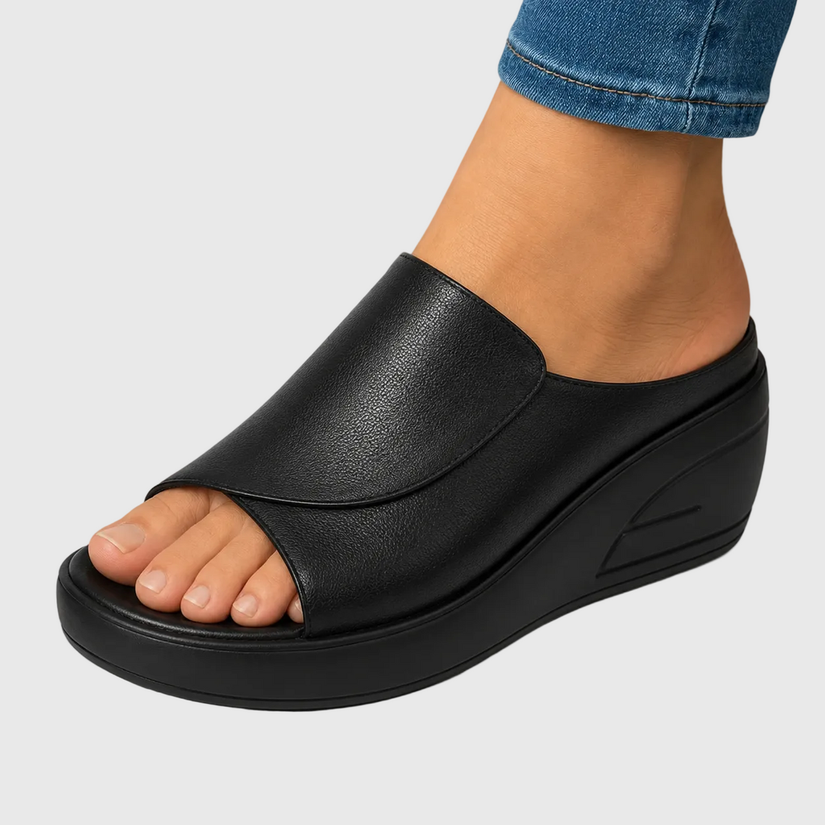 Mules de cuña para mujer en PU con diseño slip-on