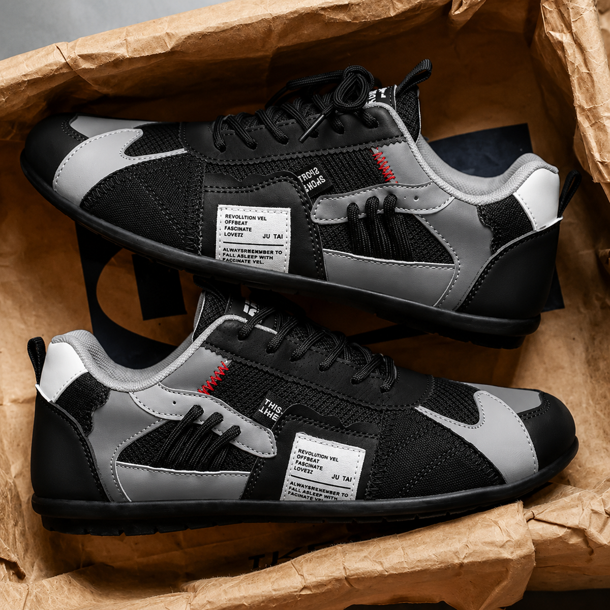 Zapatillas retro para hombre con cordones y paneles en contraste