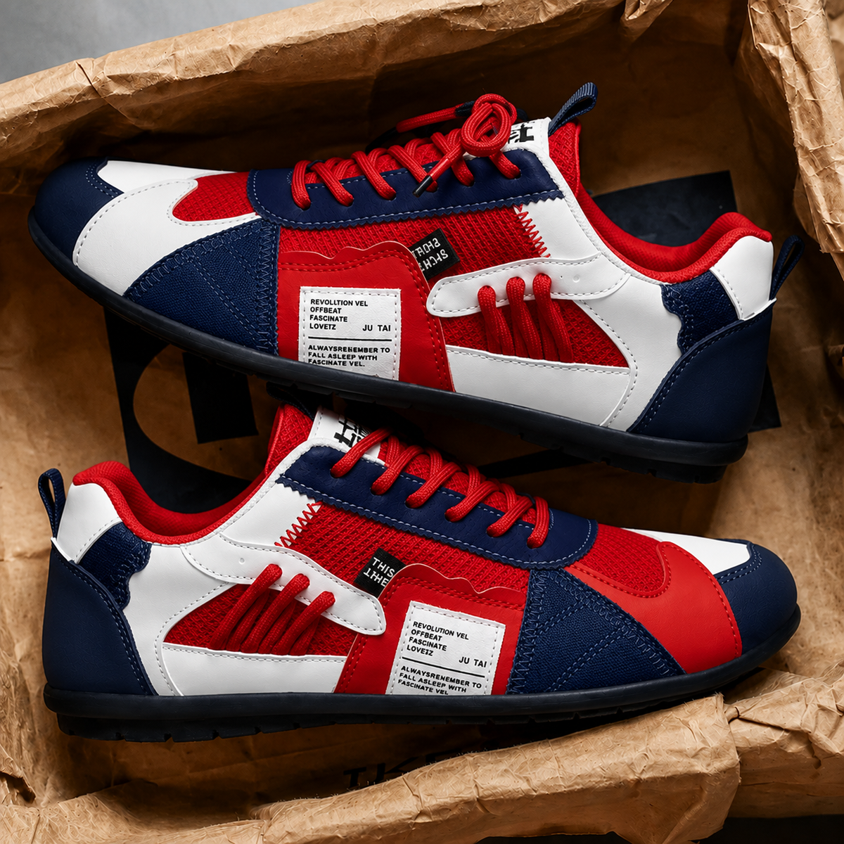 Zapatillas retro para hombre con cordones y paneles en contraste
