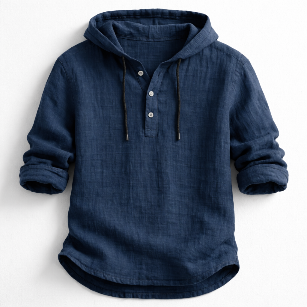 Camisa Hombre de Lino con Capucha – Estilo Casual y Transpirable