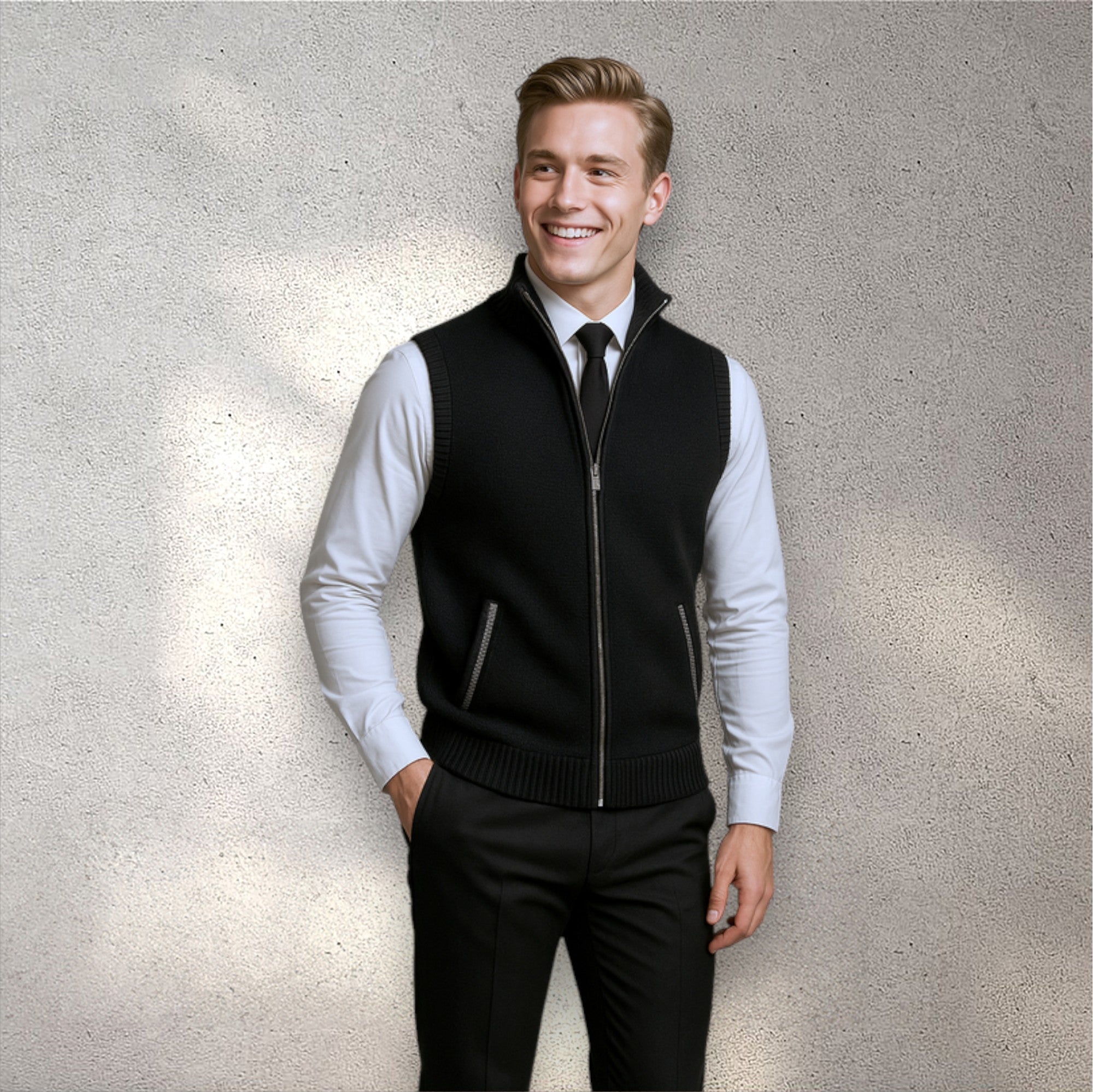 Chaleco Hombre de Punto Elegante – Diseño Ligero con Cierre Completo