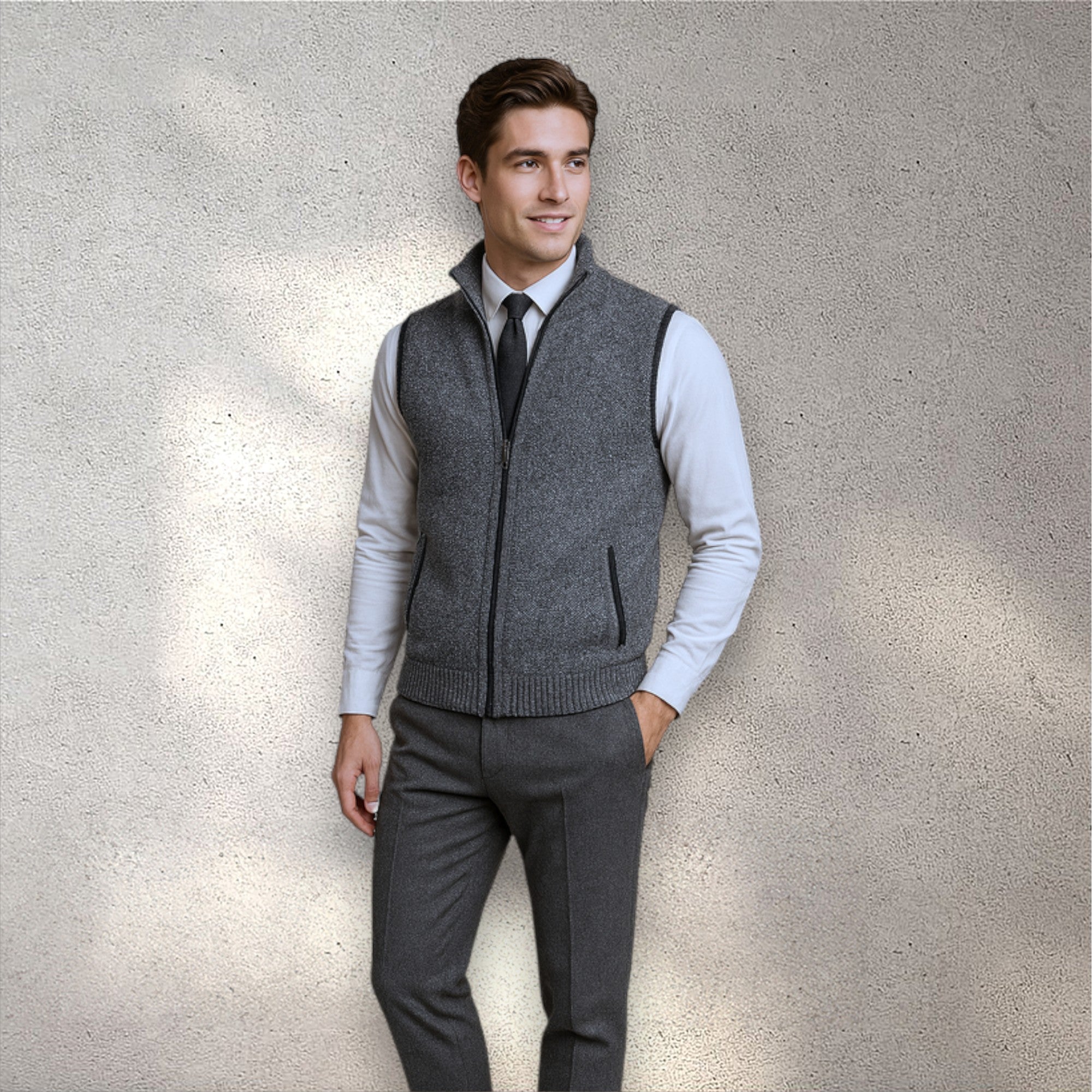 Chaleco Hombre de Punto Elegante – Diseño Ligero con Cierre Completo