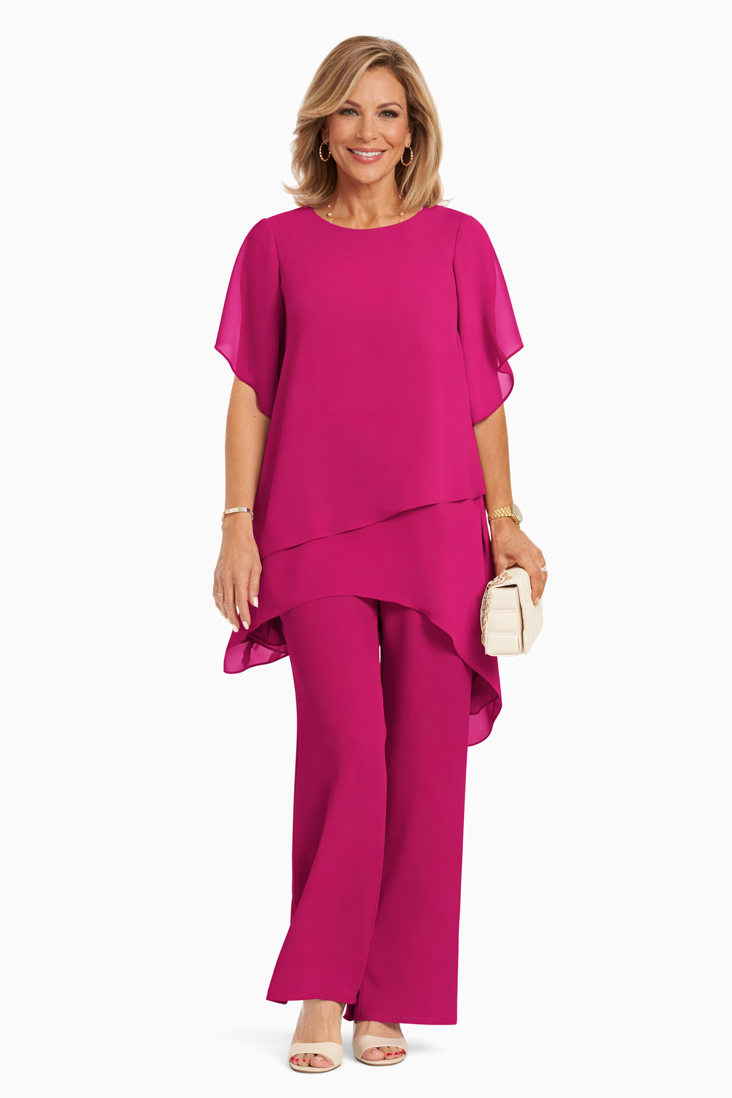 Conjunto Elegante de Dos Piezas Mujer – Corte Fluido con Pantalón Ancho