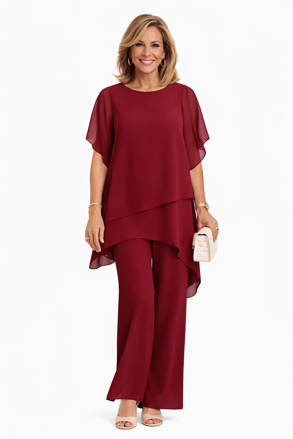 Conjunto Elegante de Dos Piezas Mujer – Corte Fluido con Pantalón Ancho