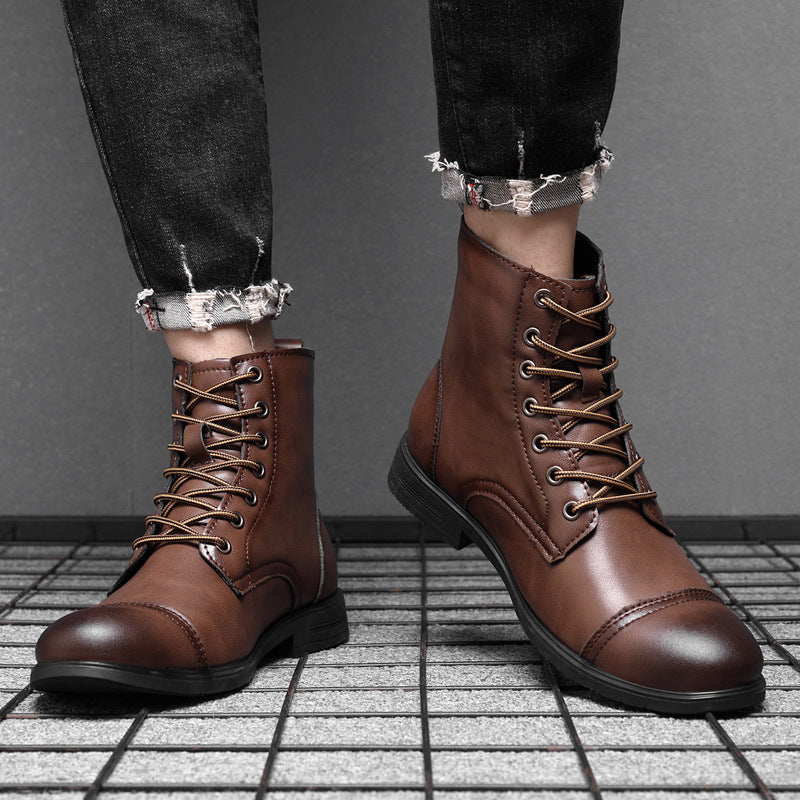 Botas hombre estilo cuero casual con cordones – botines urbanos cómodos resistentes