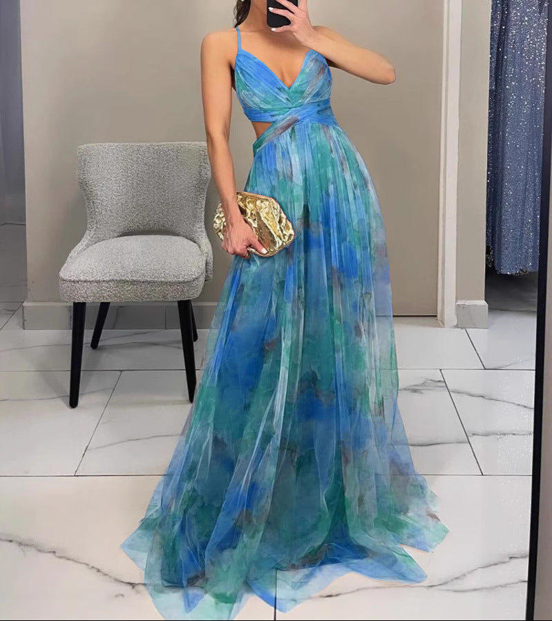 Vestido mujer maxi floral elegante – vestido fluido tirantes ligero