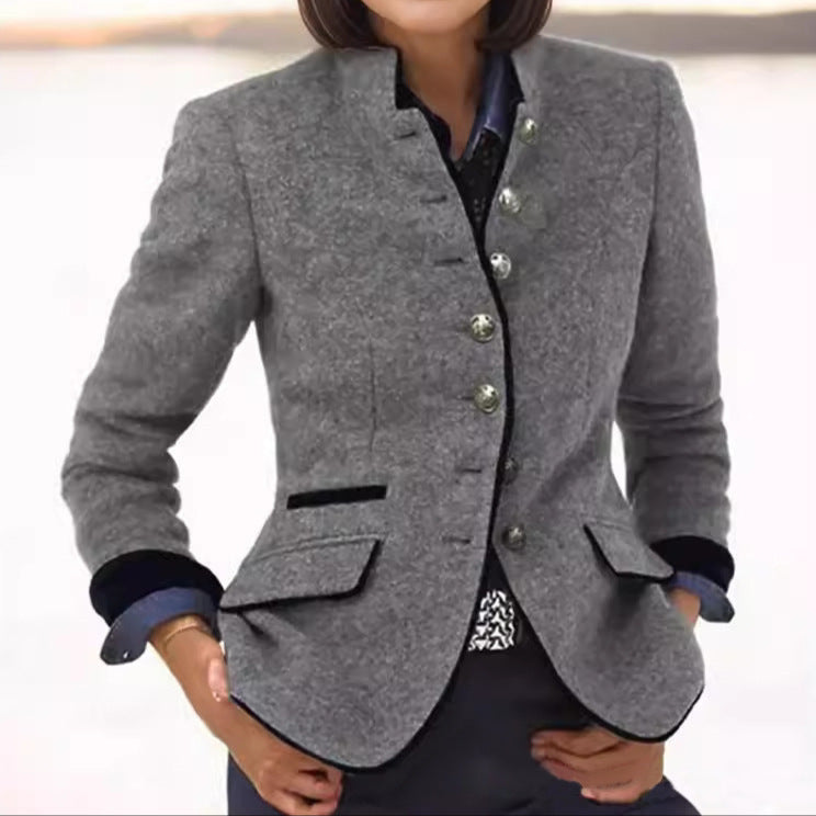 Blazer elegante mujer de lana con botones – chaqueta blazer mujer estilo clásico