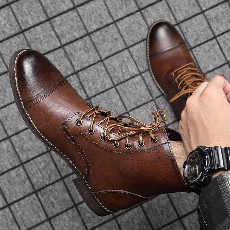 Botas hombre estilo cuero casual con cordones – botines urbanos cómodos resistentes