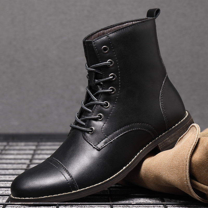 Botas hombre estilo cuero casual con cordones – botines urbanos cómodos resistentes