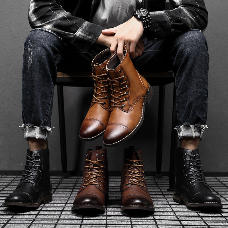 Botas hombre estilo cuero casual con cordones – botines urbanos cómodos resistentes