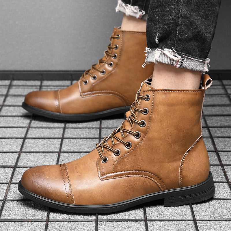 Botas hombre estilo cuero casual con cordones – botines urbanos cómodos resistentes