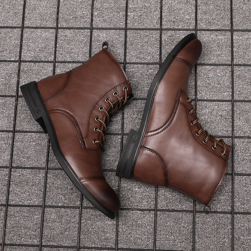 Botas hombre estilo cuero casual con cordones – botines urbanos cómodos resistentes
