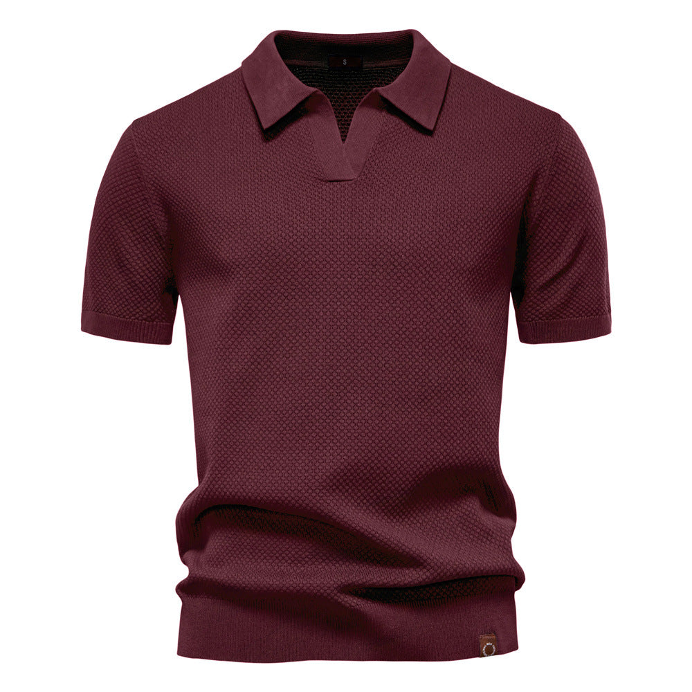 Polo de hombre texturizado con cuello abierto y manga corta