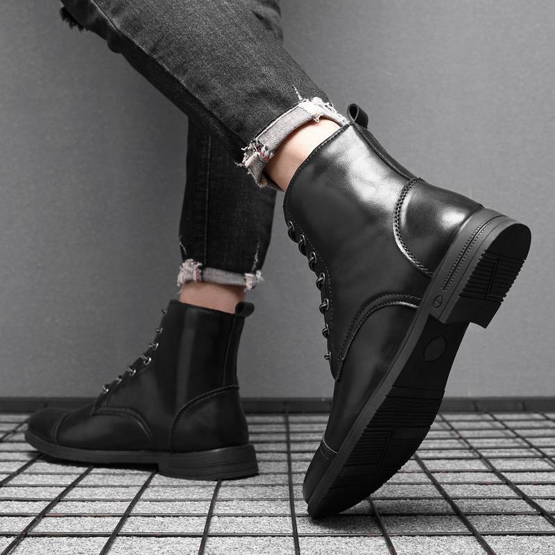 Botas hombre estilo cuero casual con cordones – botines urbanos cómodos resistentes