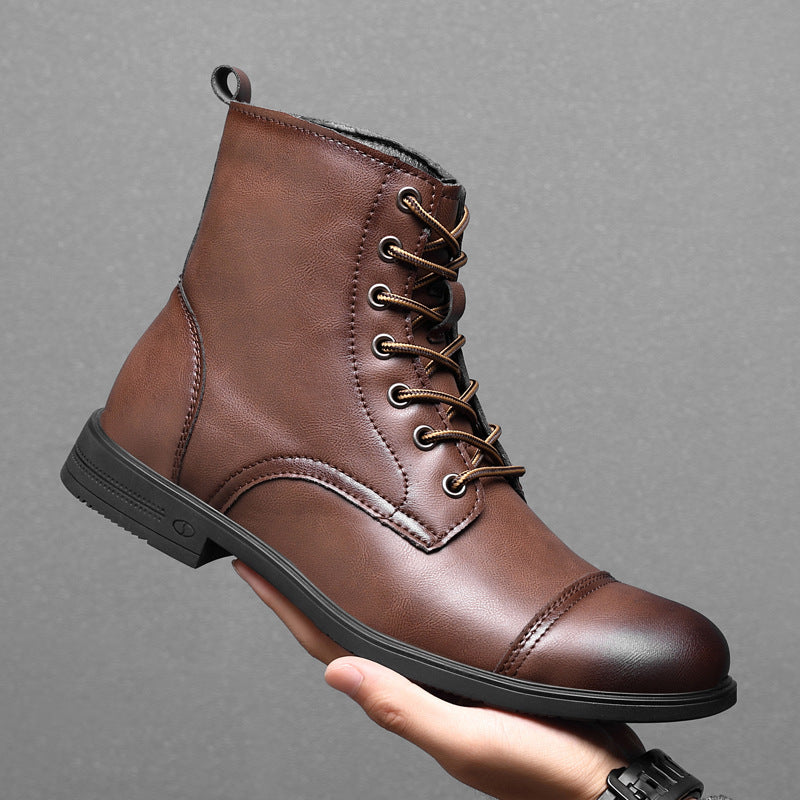 Botas hombre estilo cuero casual con cordones – botines urbanos cómodos resistentes