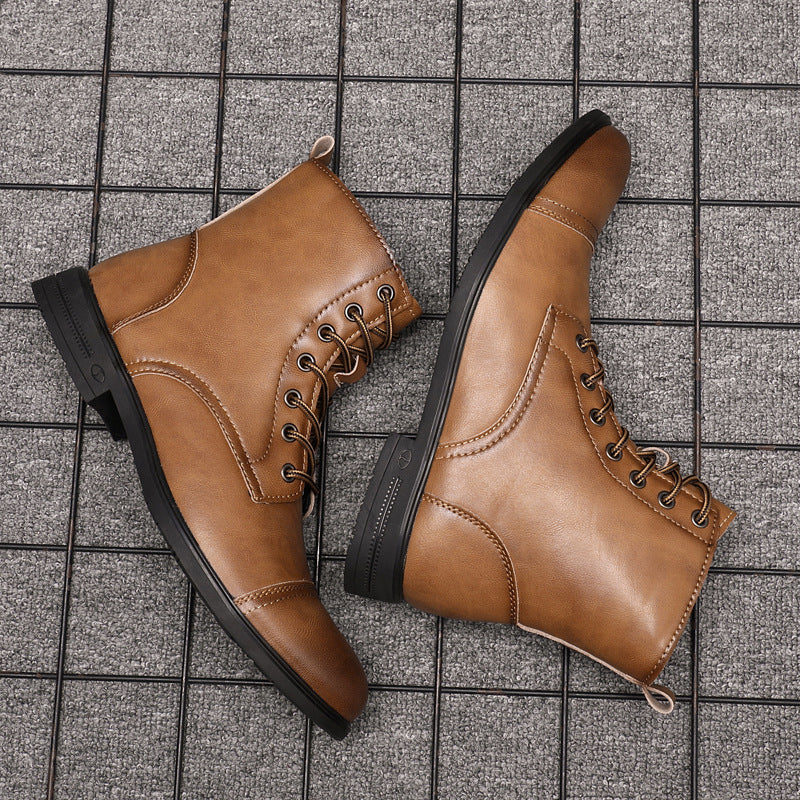 Botas hombre estilo cuero casual con cordones – botines urbanos cómodos resistentes