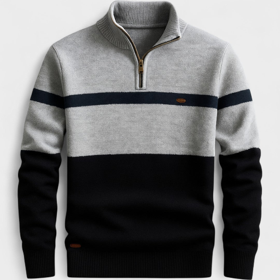 Jersey hombre con cremallera media tejido ligero – estilo moderno versátil