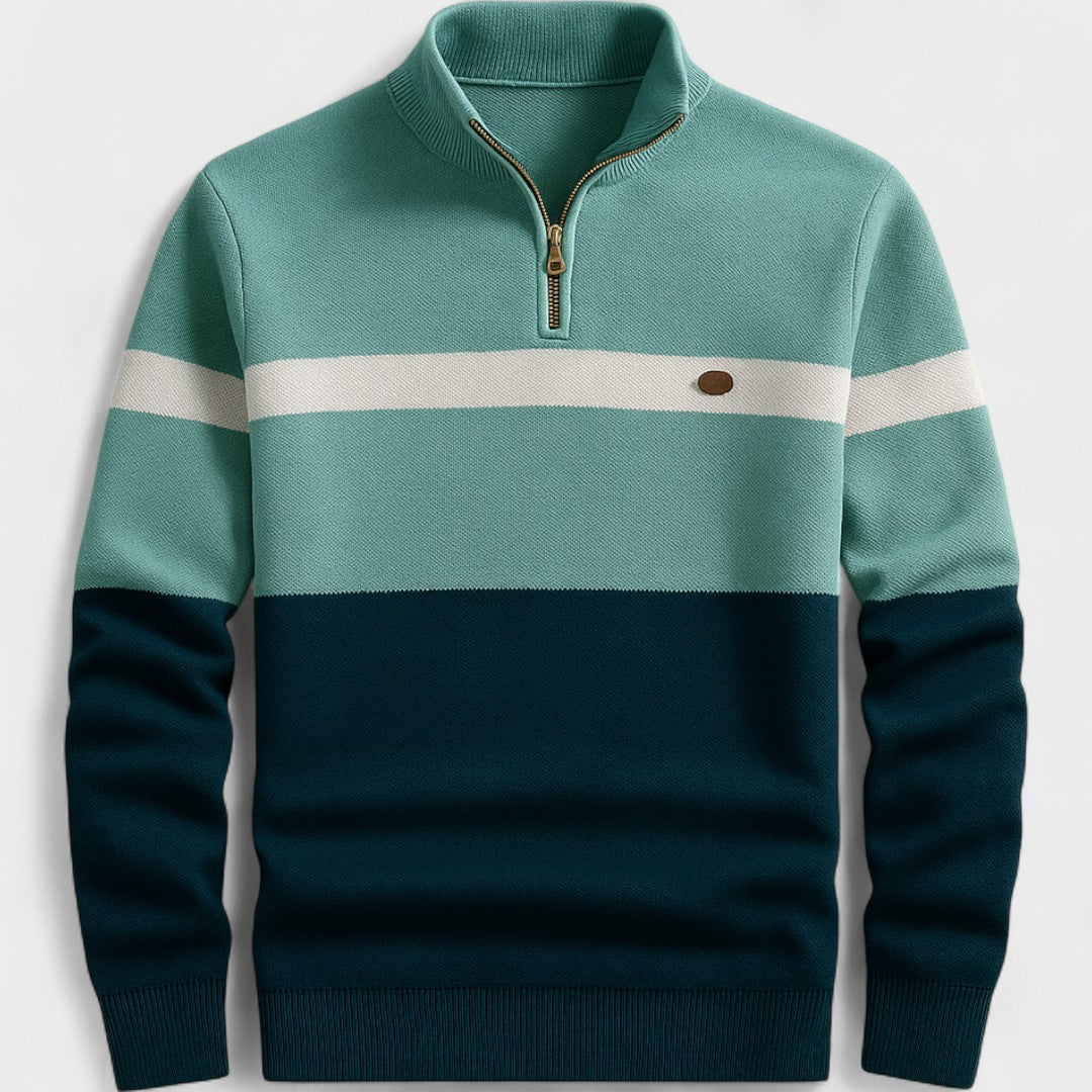 Jersey hombre con cremallera media tejido ligero – estilo moderno versátil