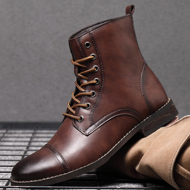 Botas hombre estilo cuero casual con cordones – botines urbanos cómodos resistentes