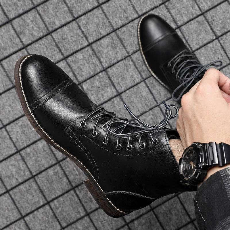Botas hombre estilo cuero casual con cordones – botines urbanos cómodos resistentes