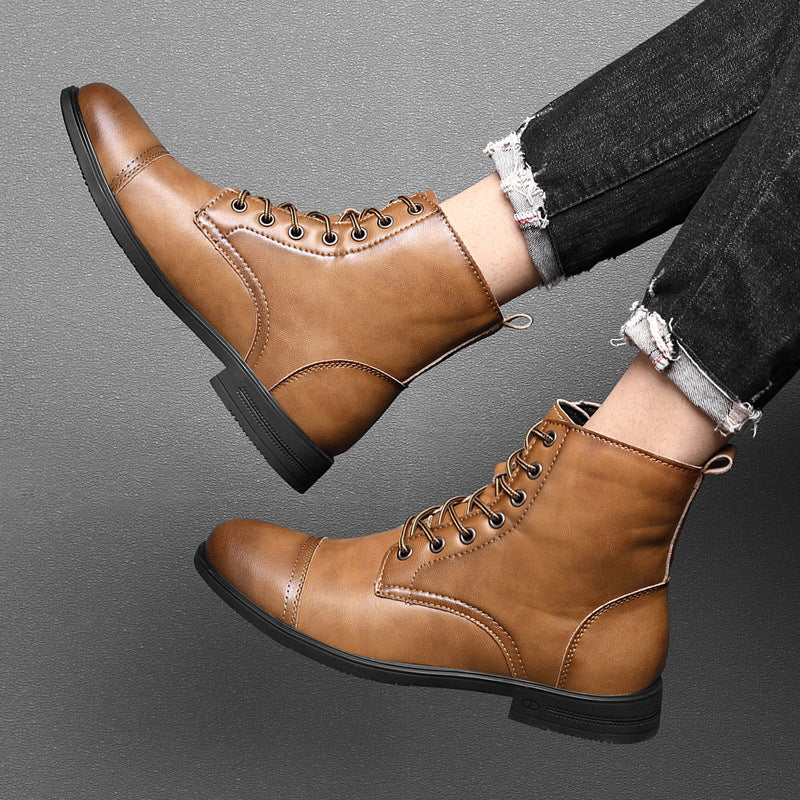 Botas hombre estilo cuero casual con cordones – botines urbanos cómodos resistentes