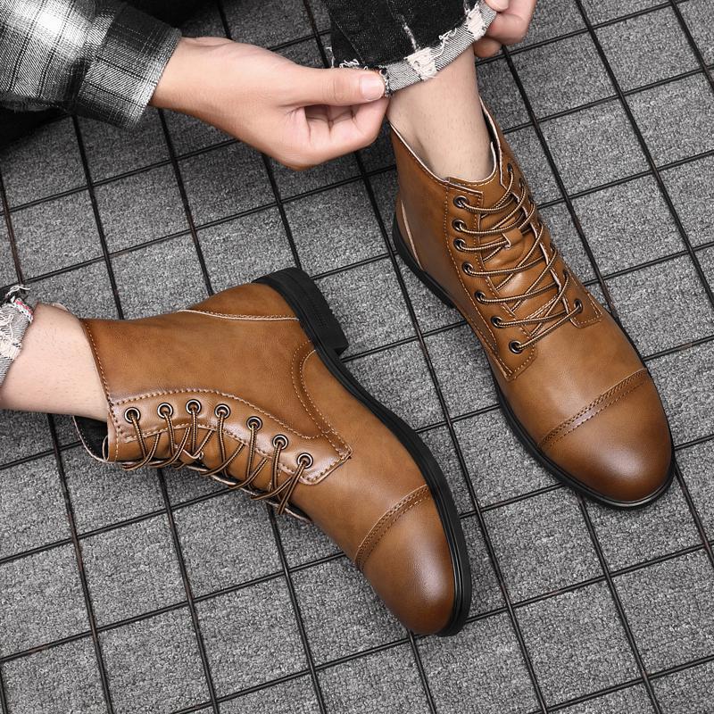 Botas hombre estilo cuero casual con cordones – botines urbanos cómodos resistentes