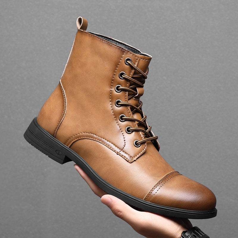Botas hombre estilo cuero casual con cordones – botines urbanos cómodos resistentes