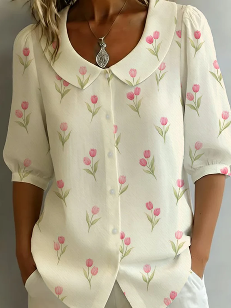 Blusa Mujer Floral Algodón – Estilo Suave y Elegante Diario