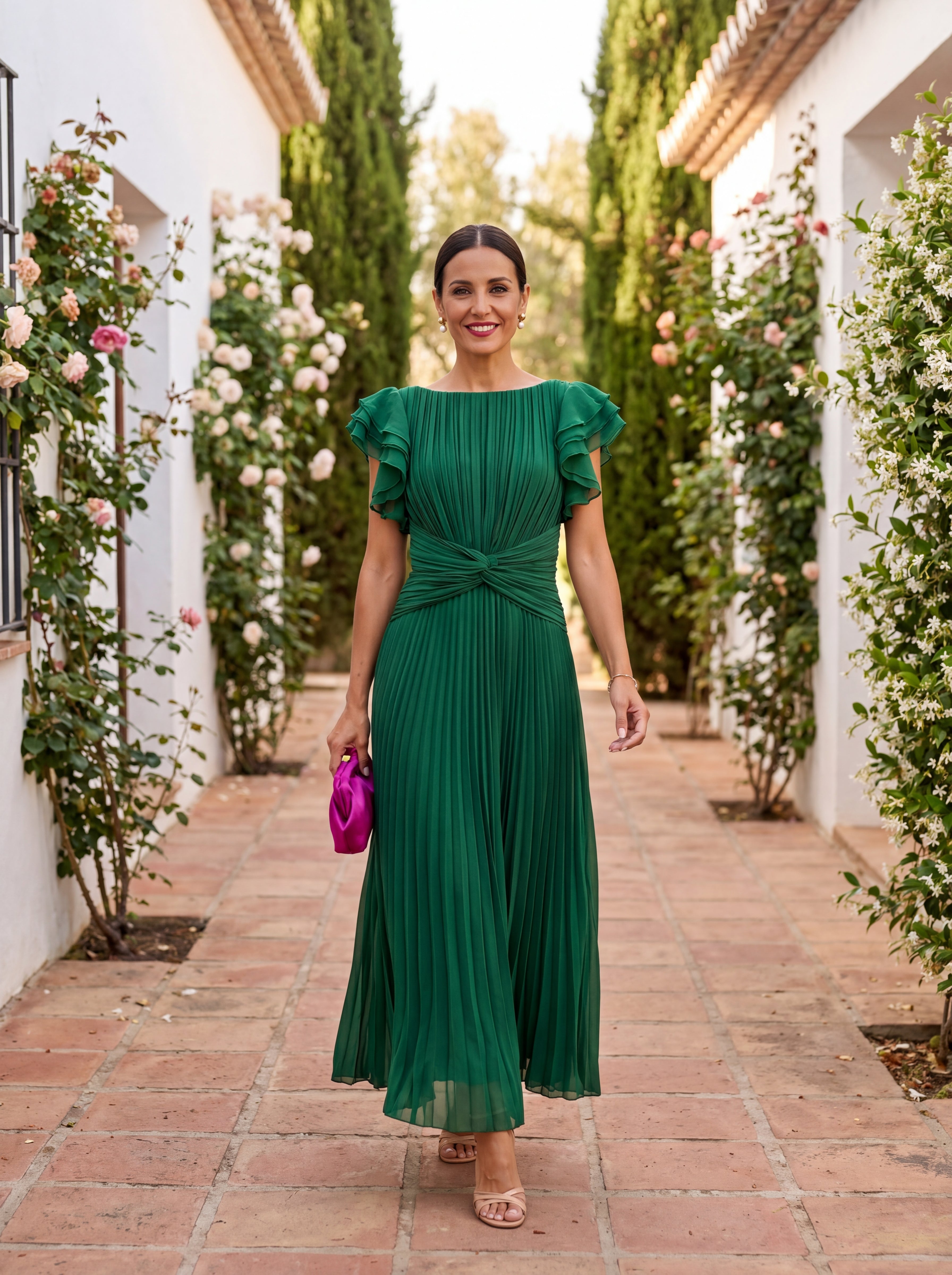 Vestido mujer elegante plisado para ocasiones especiales
