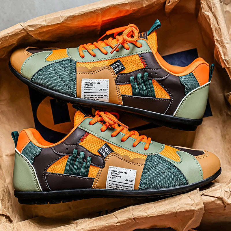 Zapatillas retro para hombre con cordones y paneles en contraste