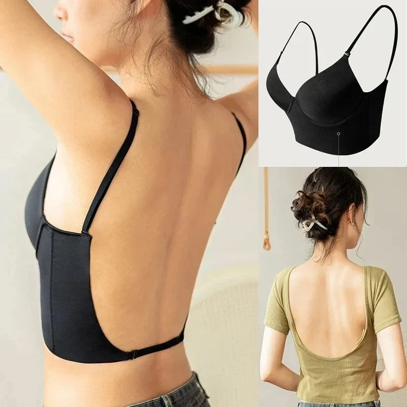Sujetador push up mujer sin espalda con diseño invisible en U