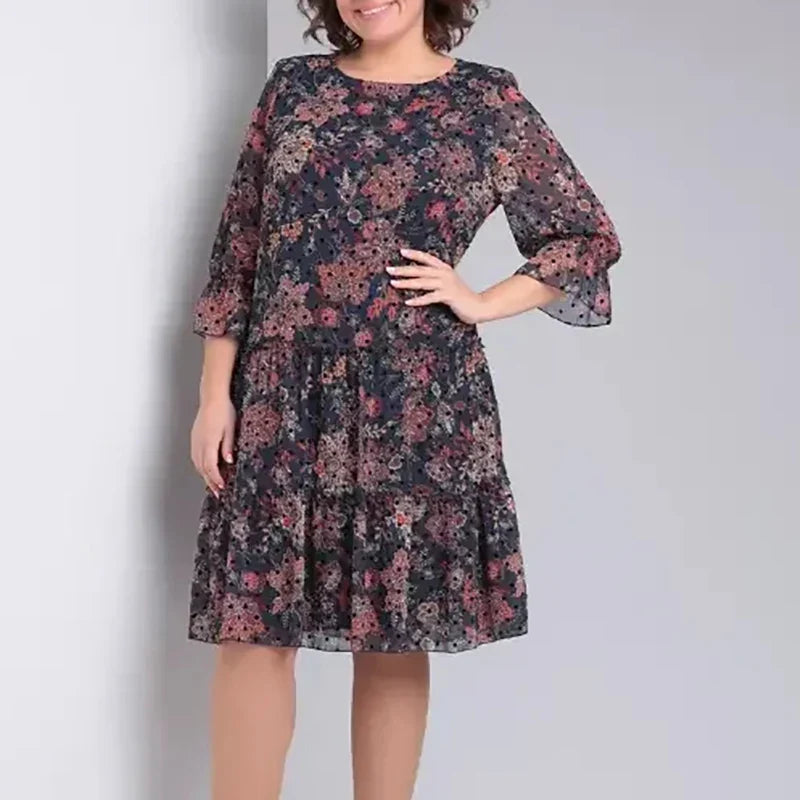 Vestido floral mujer talla grande – vestido elegante manga