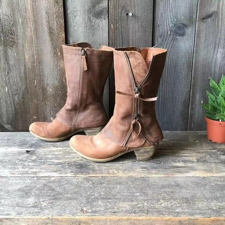 Botas mujer hasta la pantorrilla con tacón bajo – estilo elegante otoño