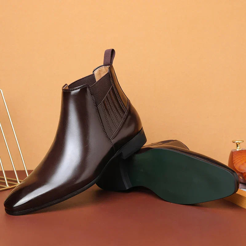 Botines hombre cuero sintético elegantes sin cordones – botas formales cómodas