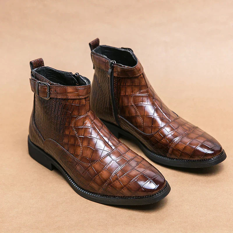 Botines hombre con hebilla cuero elegante – botas modernas cómodas versátiles