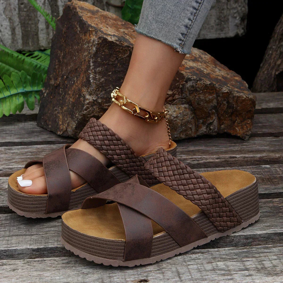 Sandalias Mujer Ortopédicas Con Tiras Cruzadas – Estilo Cómodo Para Uso Diario