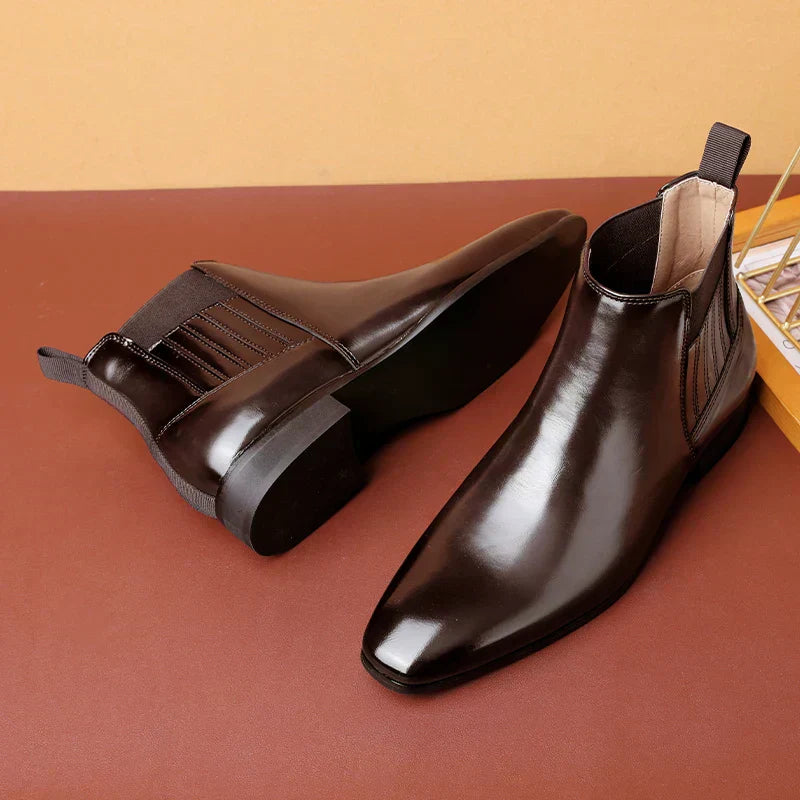 Botines hombre cuero sintético elegantes sin cordones – botas formales cómodas
