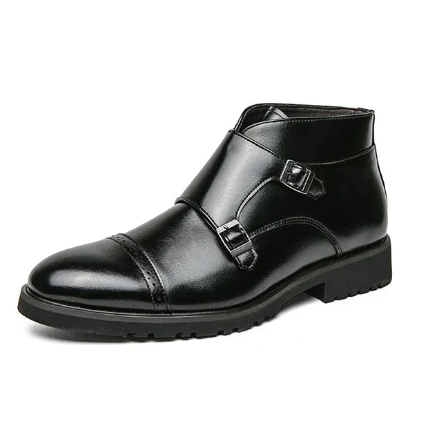 Botas hombre doble hebilla cuero elegante – botines formales cómodos versátiles