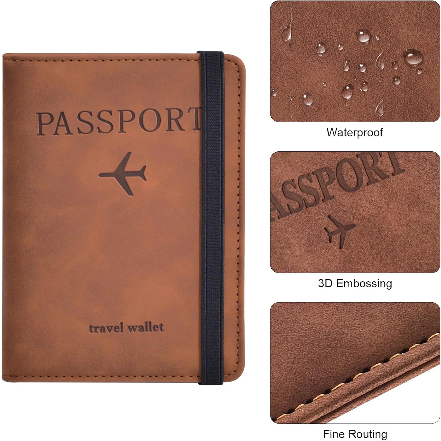 Portapasaporte unisex de PU con ranuras para tarjetas y billetes