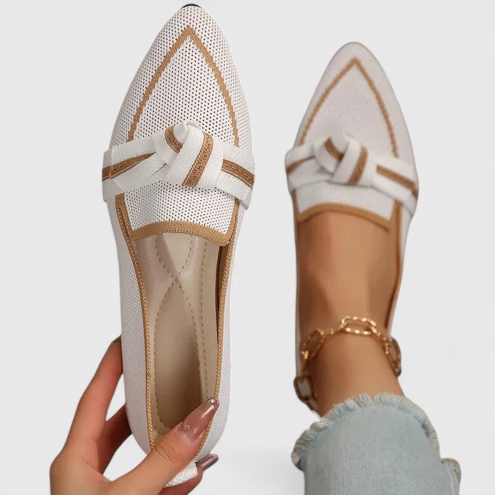 Mocasines slip-on para mujer con punta afilada y lazo decorativo