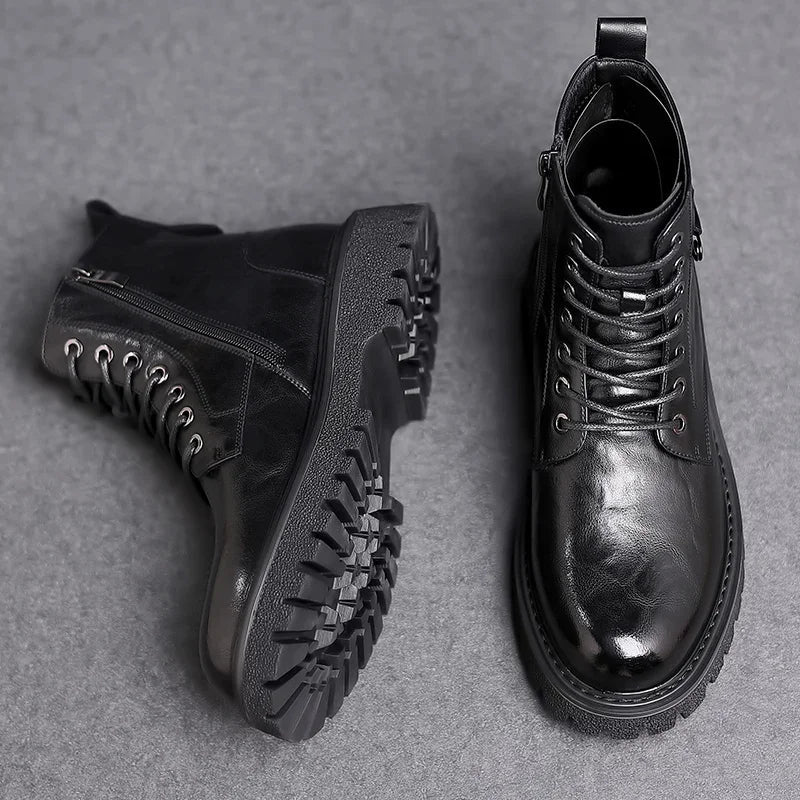 Botines hombre negocio con cordones acabado elegante – botas cómodas oficina