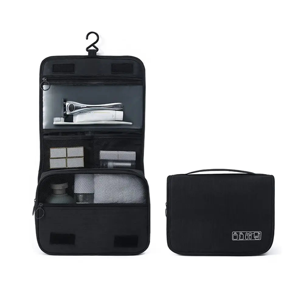 Neceser colgante plegable para viaje con compartimentos y gancho