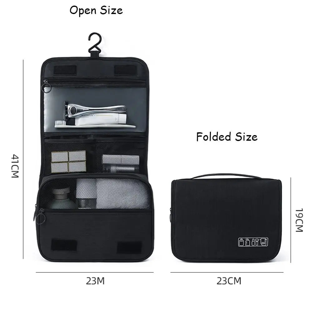 Neceser colgante plegable para viaje con compartimentos y gancho