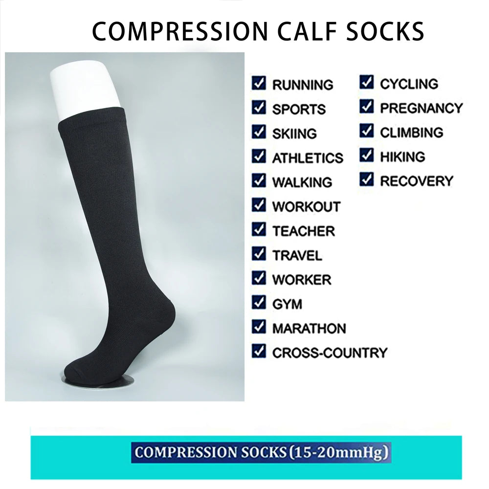 Calcetines de compresión unisex para deporte viaje y uso diario