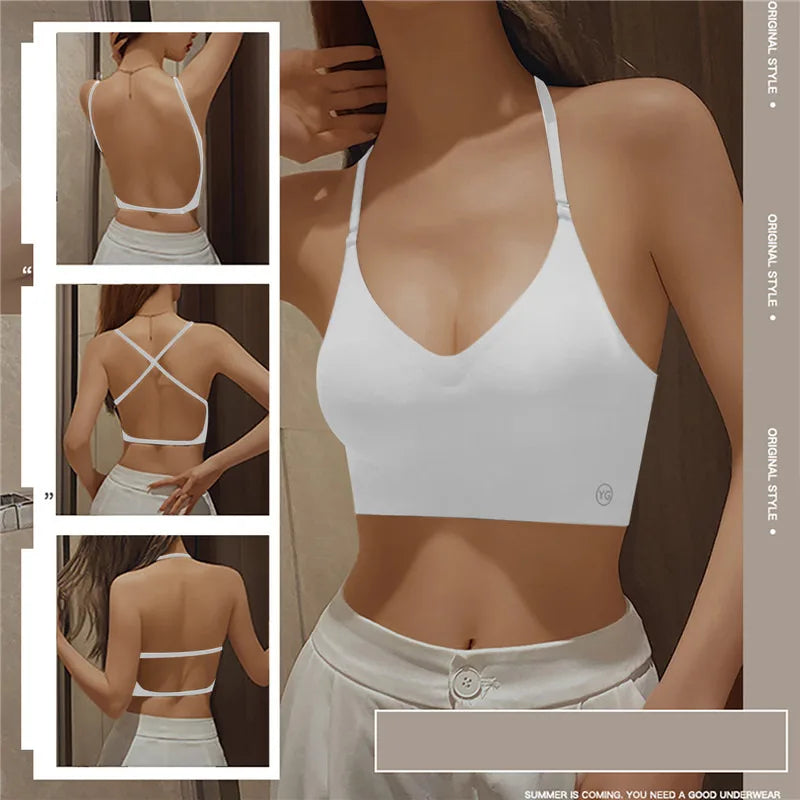 Sujetador push up mujer sin espalda con diseño invisible en U