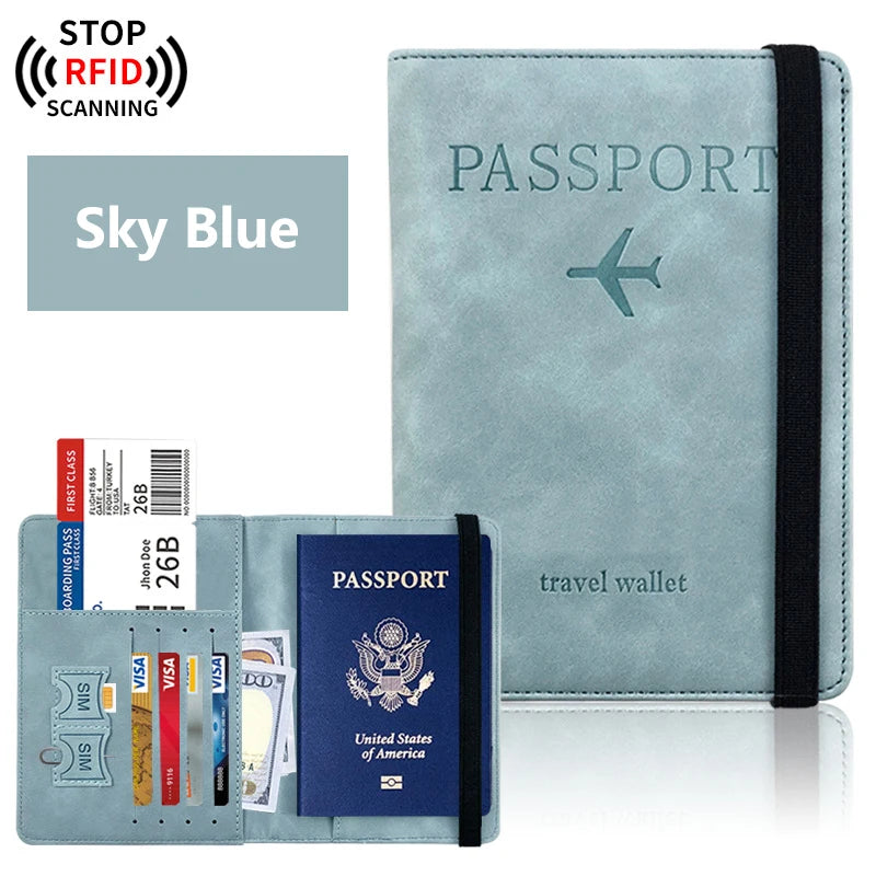 Portapasaporte unisex de PU con ranuras para tarjetas y billetes