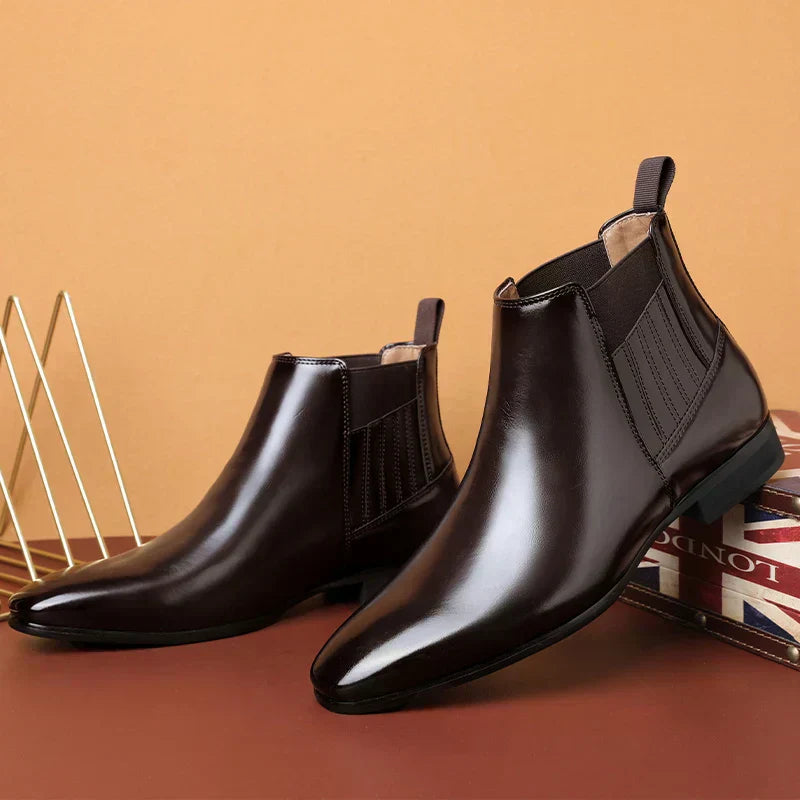 Botines hombre cuero sintético elegantes sin cordones – botas formales cómodas