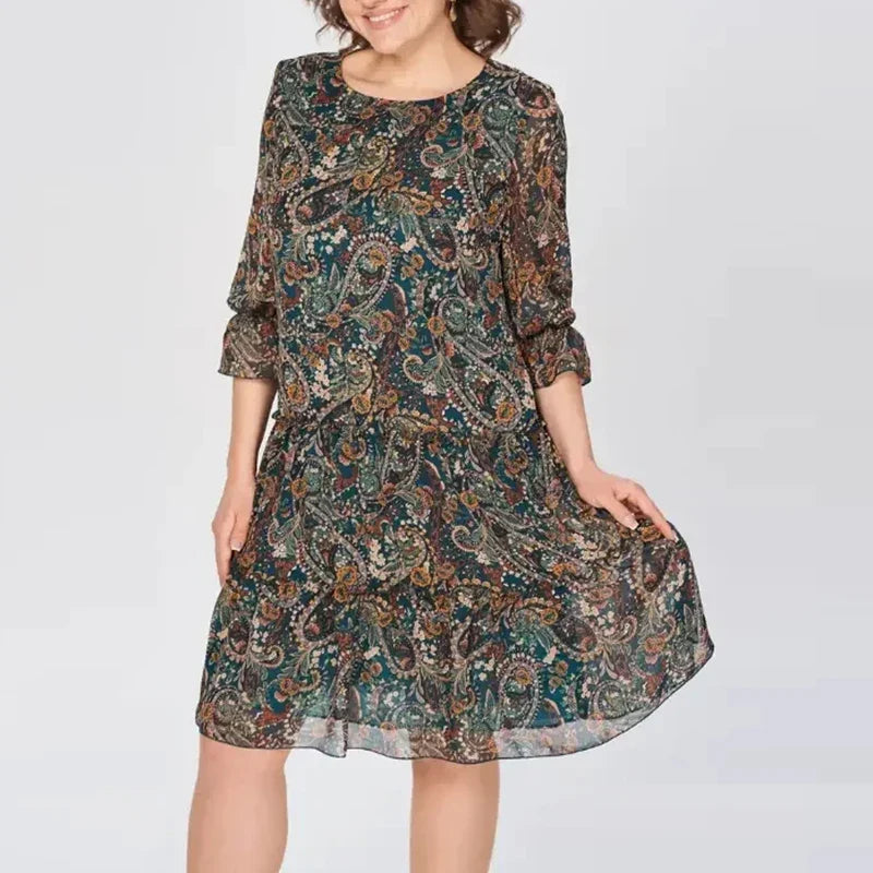Vestido floral mujer talla grande – vestido elegante manga